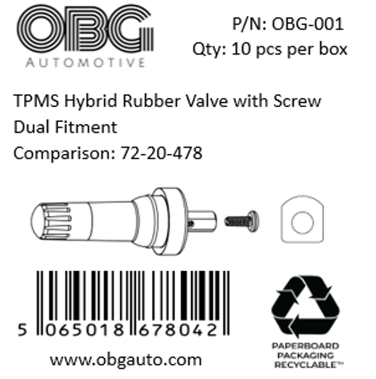 TPMS hybridgummiventil med dubbla skruvar