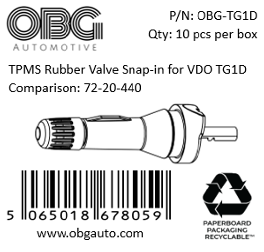TPMS gummiventil Snap-in för VDO TG1D