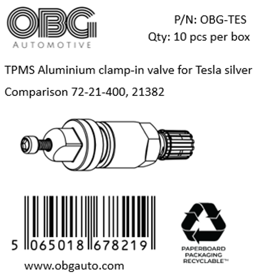 TPMS Aluminium klämventil för Tesla silver