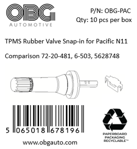 TPMS gummiventil Snap-in för Pacific N11