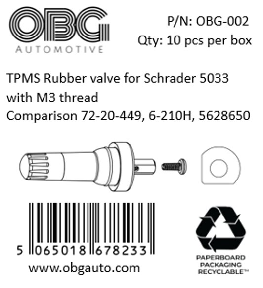 TPMS Rubber valve for Schrader 5033 with M3 thread LR Sensor