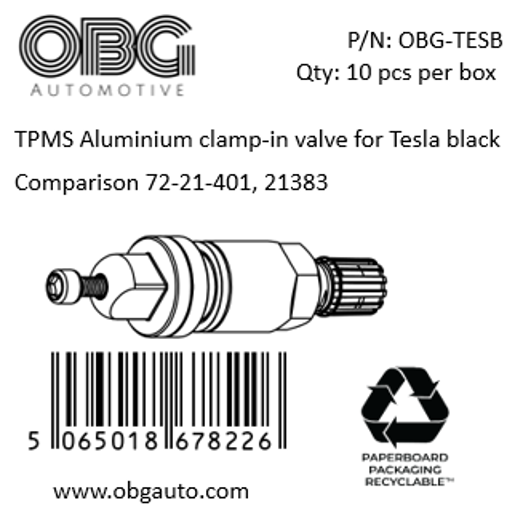 TPMS Aluminium klämventil för Tesla svart